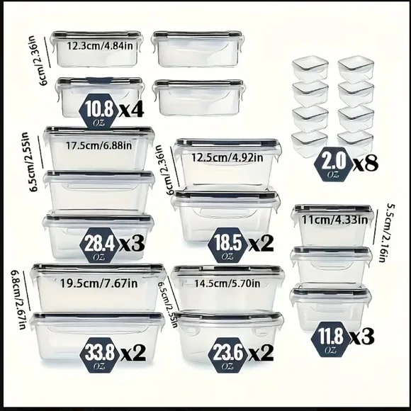 48 Piece Airtight Food Storage Container Set - Clear - Picture 2 of 4